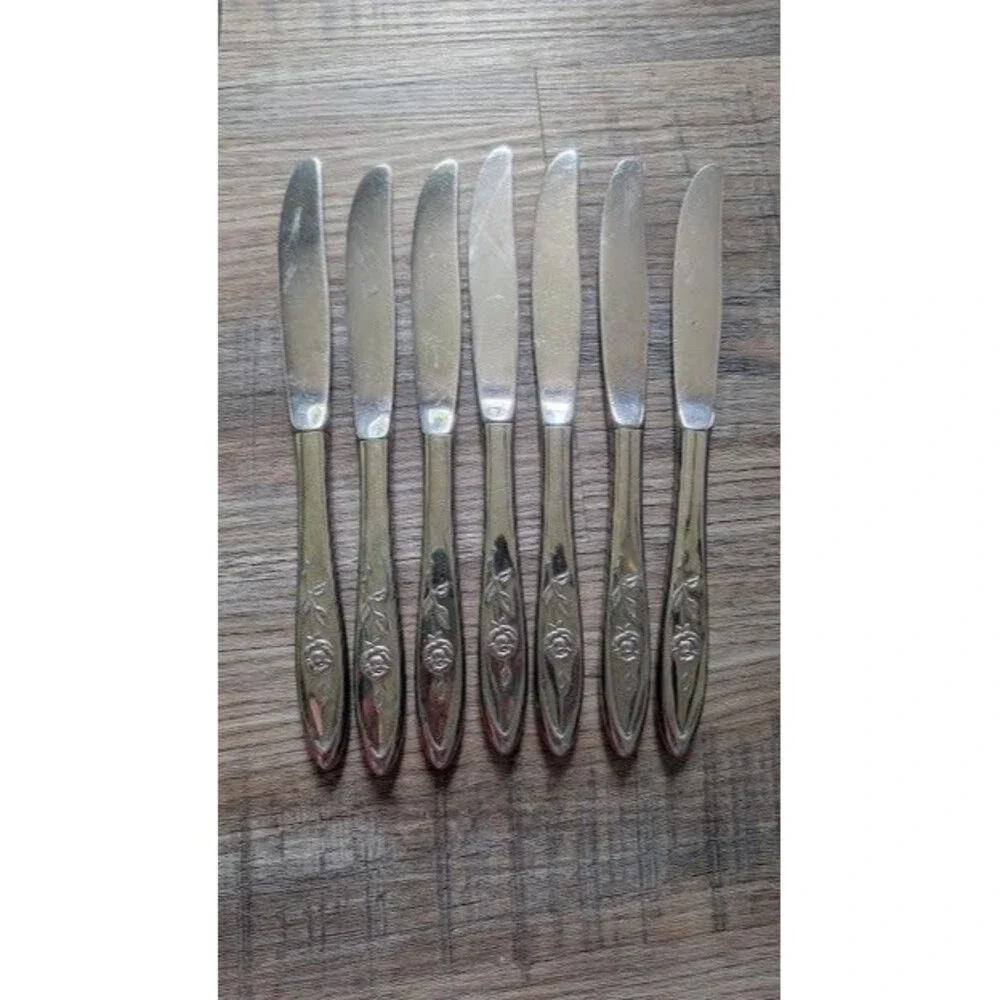 Oneida MY ROSE Dinner Knife Lot of 7 Knives Community Stainless